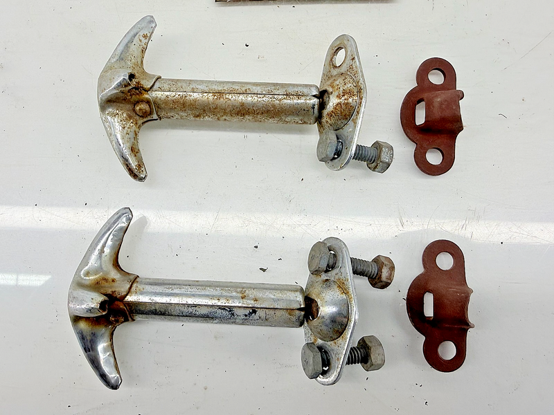 Original 1939 - 1945 Jeep Willys M38 SET Chrome Hood Latch Hooks GPW MB C49-55