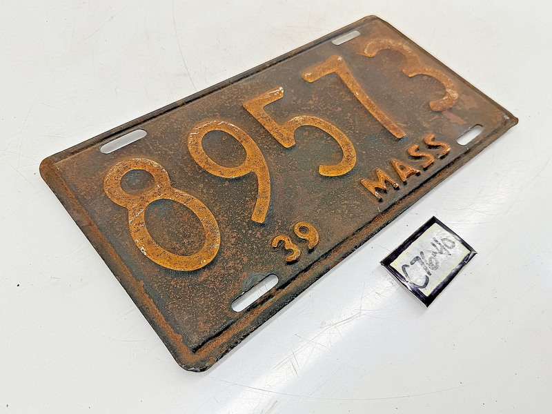 Vintage 1939 89573 Massachusetts License Plate Sign MA 89573 C76-40