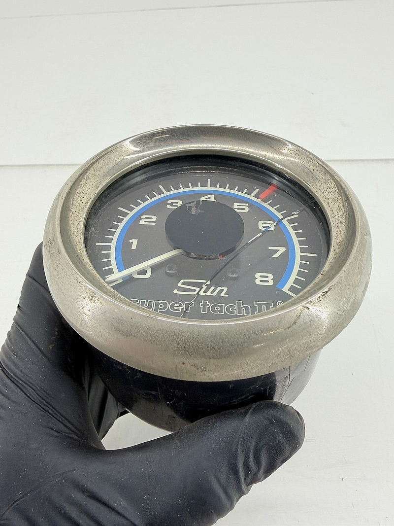 RARE 1960'S 1970'S SUN SUPER TACH 9K BLUE LINE TACHOMETER SST-709 FORD MOPAR GM