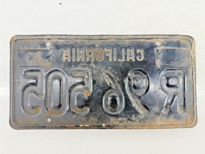 Orig. Paint 1963 California License Plate Sign R96505 CA R.96.505 C76-80