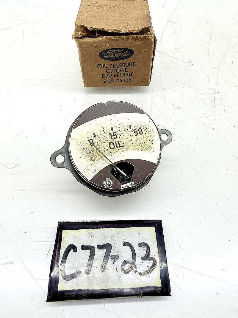 NOS 1937 - 1940 FORD OIL PRESSURE GAUGE DASH UNIT 91A-9273B C77-23