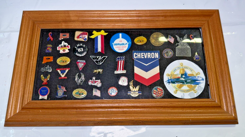 Vintage Framed Harley-Davidson Collector Dealer / Travel Pins Lot 80s 90s 2000s