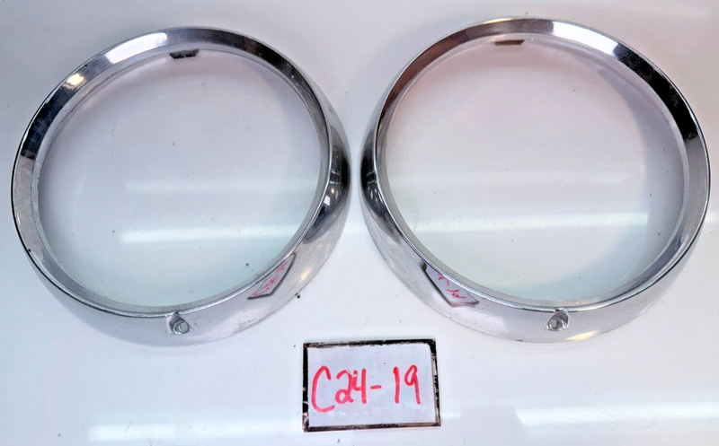 Jeep CJ Chrome Headlight Bezels Trim Beauty Ring Bezel Pair CJ7 CJ5 CJ8 C24-19