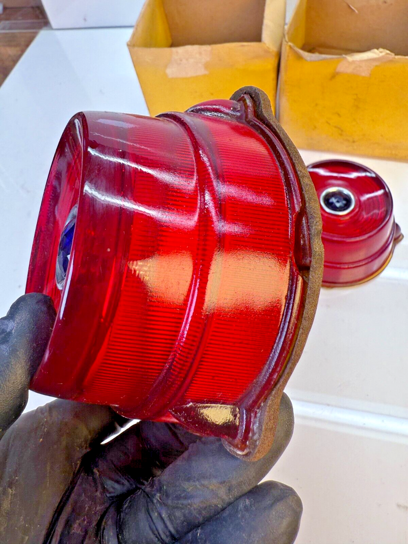 NOS OEM 1952 Ford Passenger Car Blue Dot Tail Light Lens 52 B13-27
