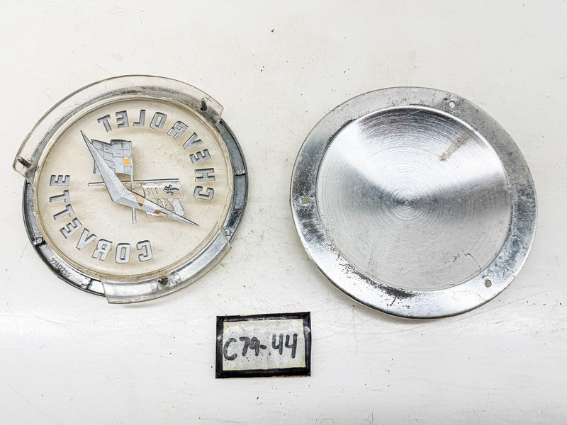 OEM 1958 - 1961 C1 Chevrolet Corvette Gold Front Rear Emblem w/Bezel C79-44