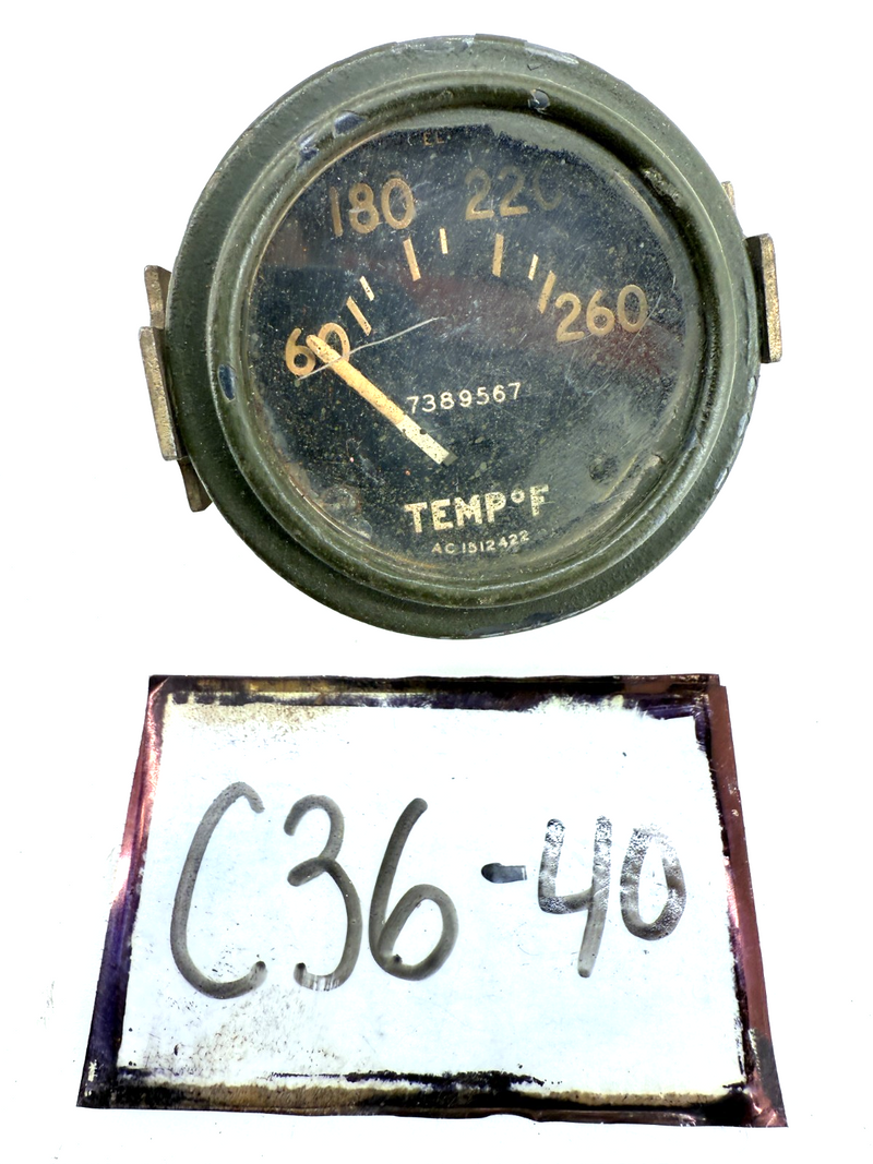 OEM Willys Jeep MB FORD GPW Stewart Warner Temperature Gauge 7389567 C36-40