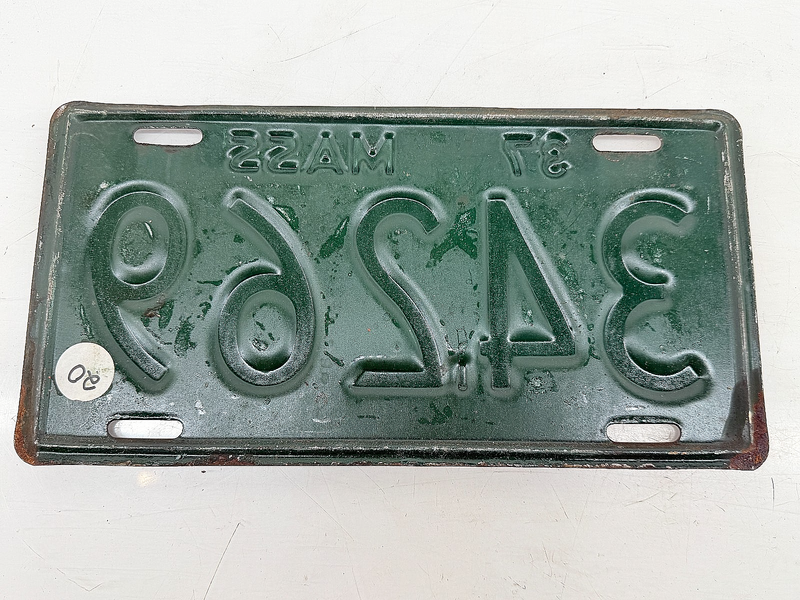 Vintage 1937 34269 Massachusetts License Plate Sign MA 34.269 C76-32
