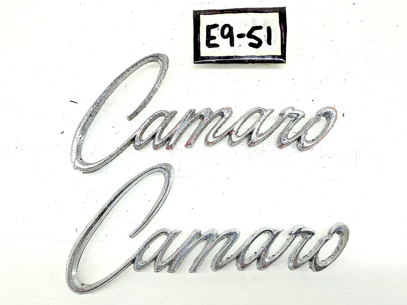 OEM 1968 1969 Chevrolet Camaro Fender Script Emblem Badge Pair 3916660-2 E9-51