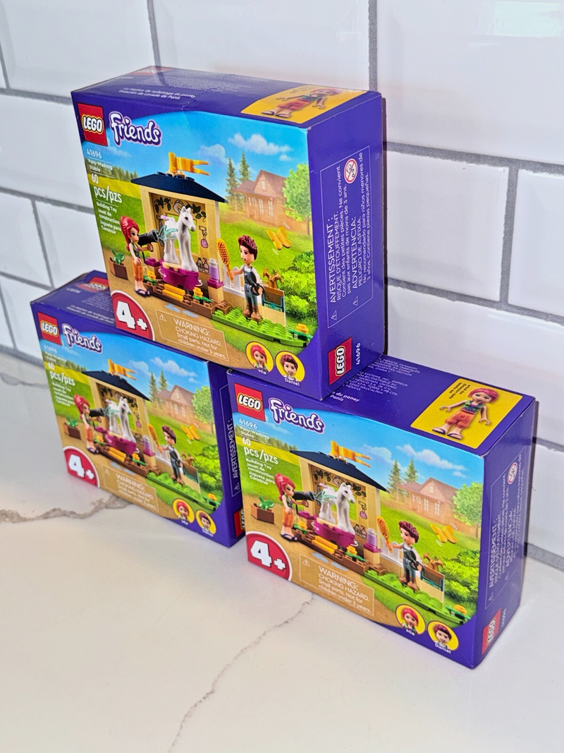 Bundle of Three (3) LEGO FRIENDS Party Favor Treats Pony Washing Table 41696 HB1