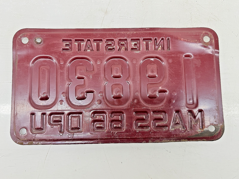 Orig. Paint 1966 INTERSTATE DPU 19830 Massachusetts License Plate C76-96