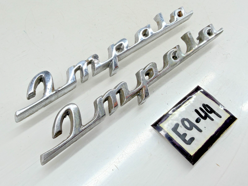 OEM 1960 Chevy Impala Pair Quarter Panel Script Name Plate Emblem E9-49