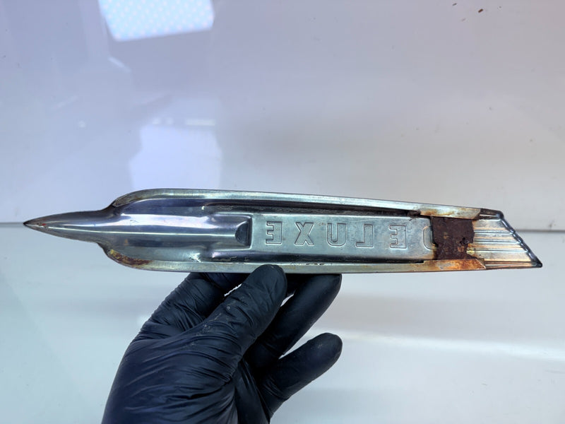 OEM 1951 FORD DELUXE SPEAR EMBLEM TRIM BADGE STAINLESS 51 B59-19