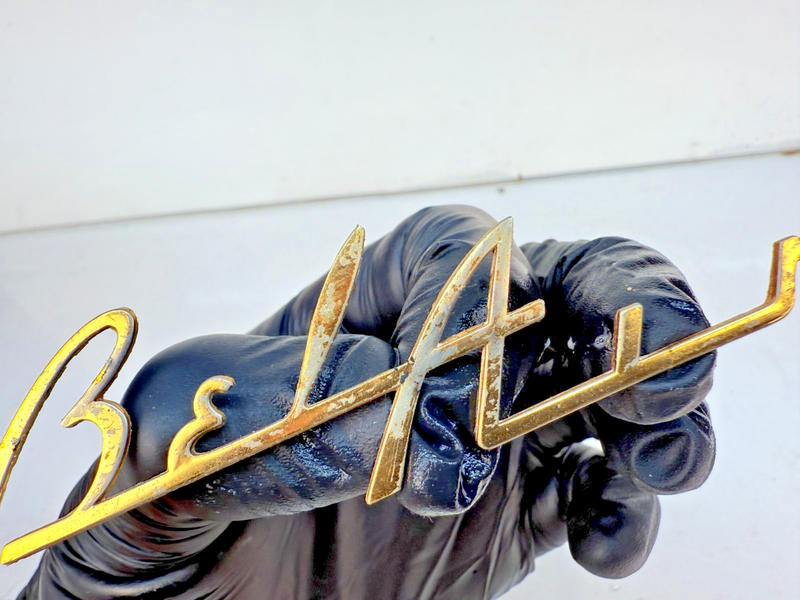 1955 1956 Chevrolet Belair Dash Speaker Grille Emblem Script Gold E7-51