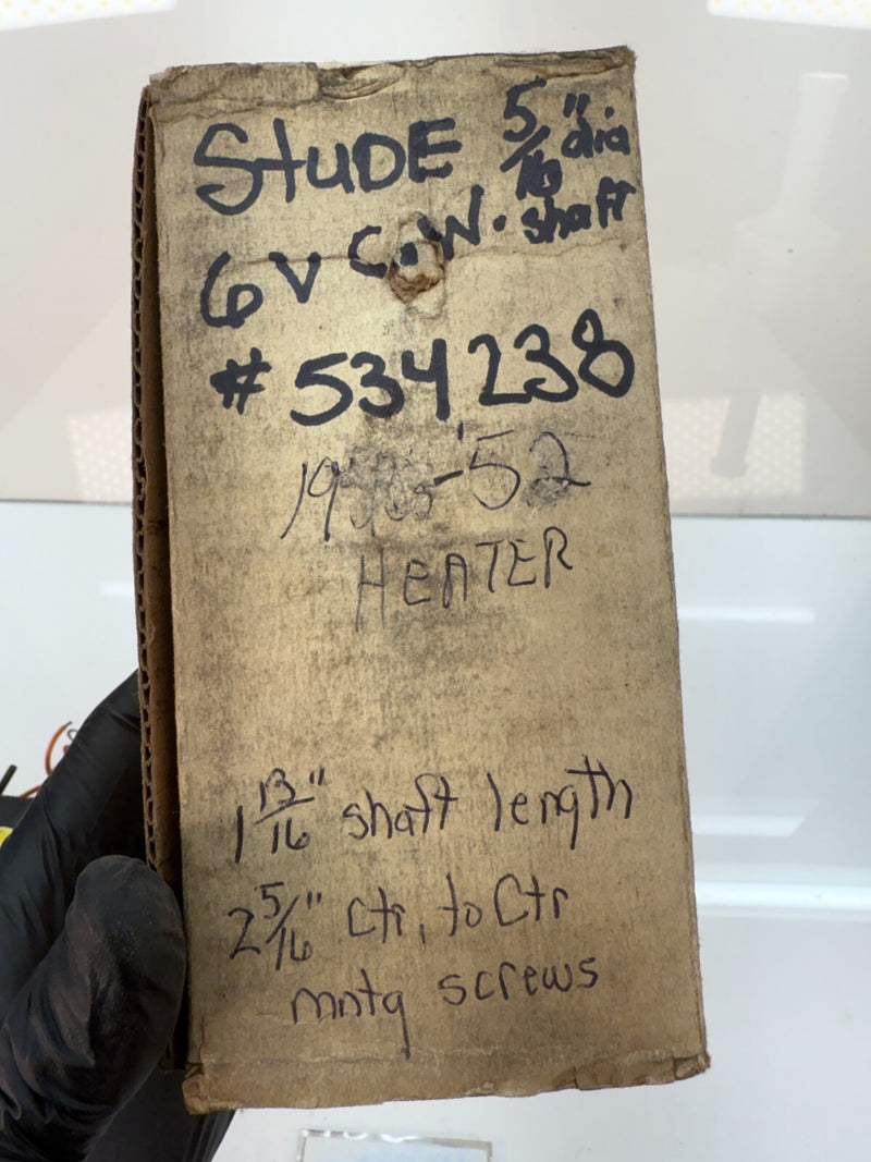 NOS STUDEBAKER DELTA HEATER MOTOR 818 - ROTATION CW - 5/16" SHAFT - 6V C19-27