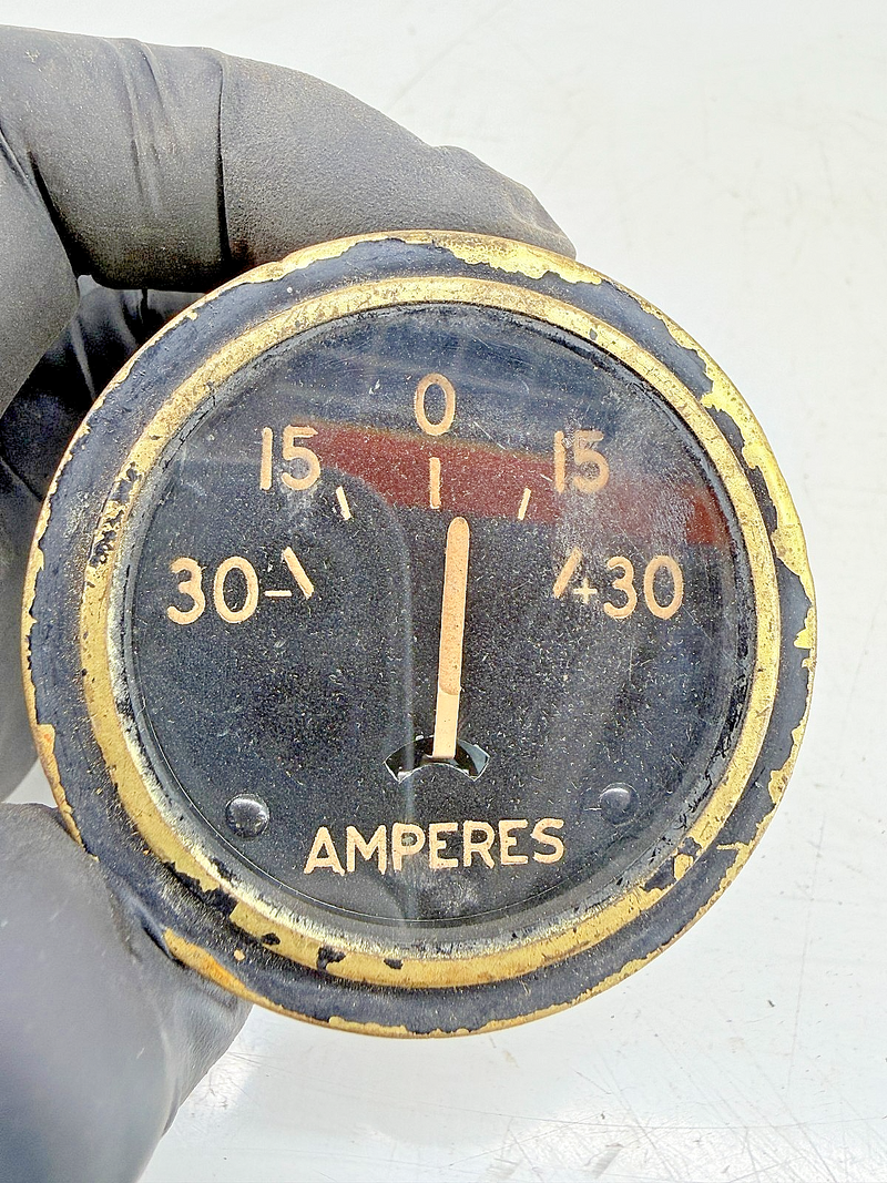 Vintage 1941-45 Willys MB Ford GPW Jeep Ammeter 30 Amp Brass Bezel WWII C39-56