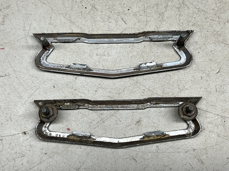 OEM 1960 Chevrolet Impala Chrome Trunk Emblem Trim Pair V8 60 B24-1