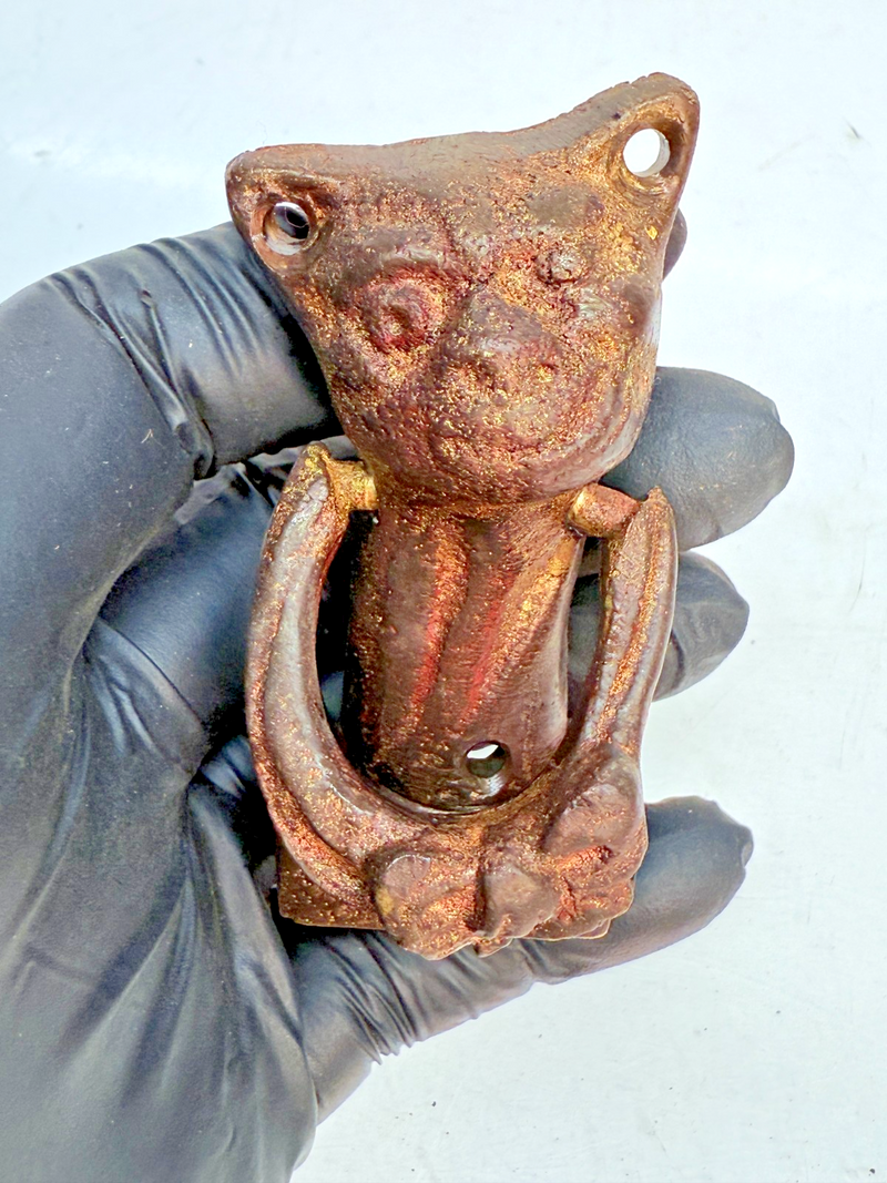 ORIGINAL Vintage Antique Winking Cheshire Cat Door Knocker 3.5" B68-33