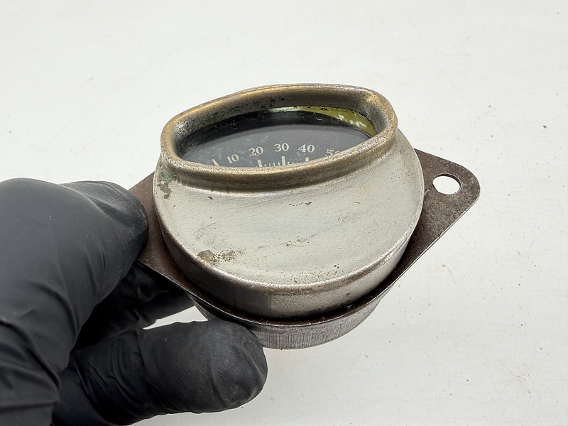 Vintage NOS 50 PSI Oil Pressure & Amp Gauge w/ Oval Window Rat Rod Hot Rod C69