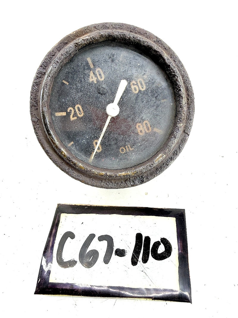 OEM 1940's Ford GPW Jeep Willys MB M38 Oil Pressure Gauge 0-80 PSI WWII C67-110