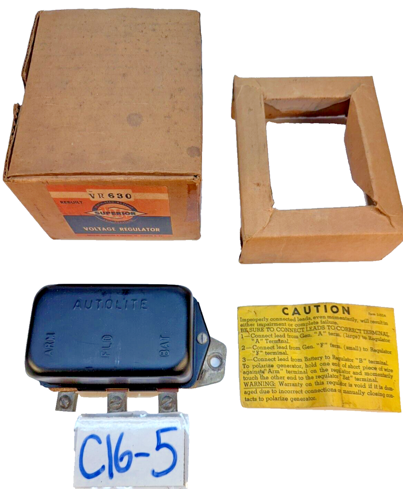 NOS Autolite 1961 RAMBLER Voltage Regulator 3161271 / 3.012 / VBO-6221C 61 C16-5