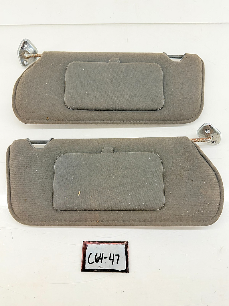 OEM 1985 - 1993 Ford Mustang Gray CLOTH Sunvisors Sun Shade Visor Pair Hardtop
