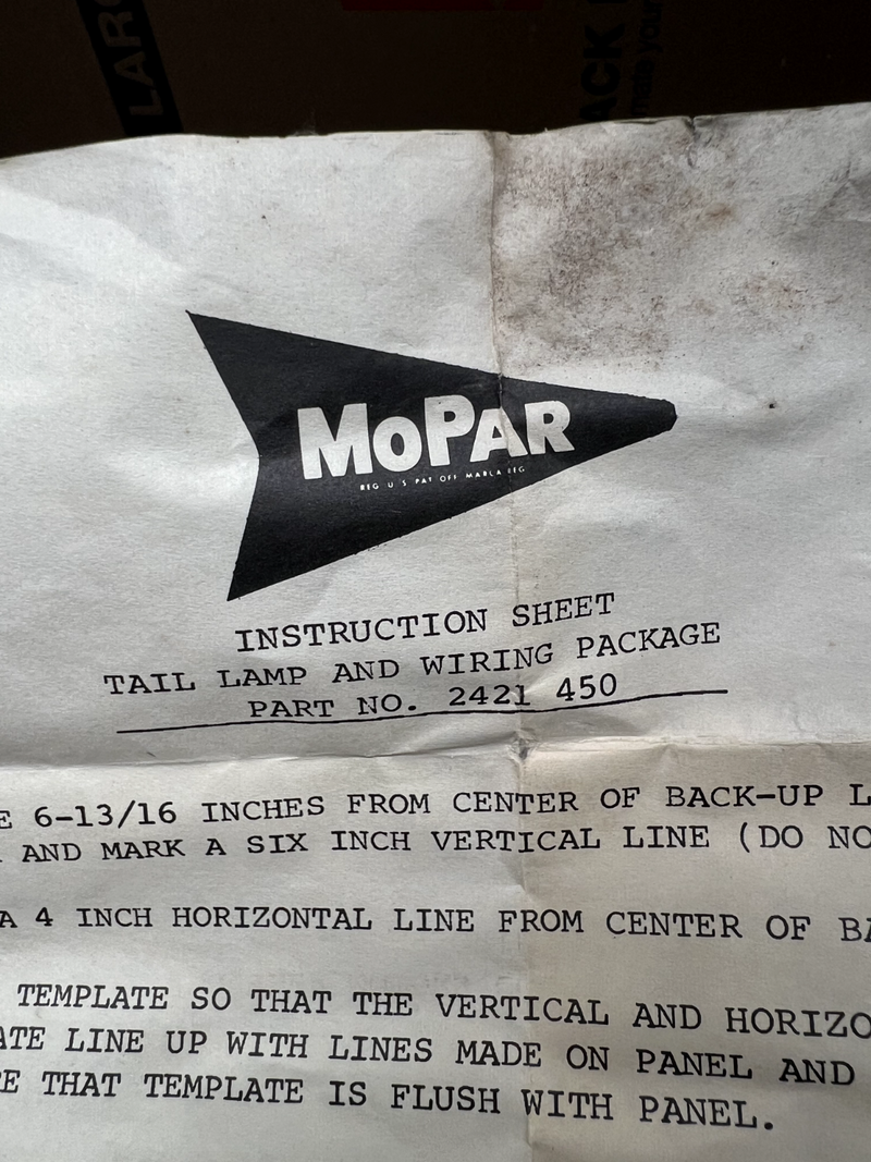 Mopar NOS 1962 Plymouth Belvedere Fury Inner Tail Lamp PKG 2189064 U1C-B6-8