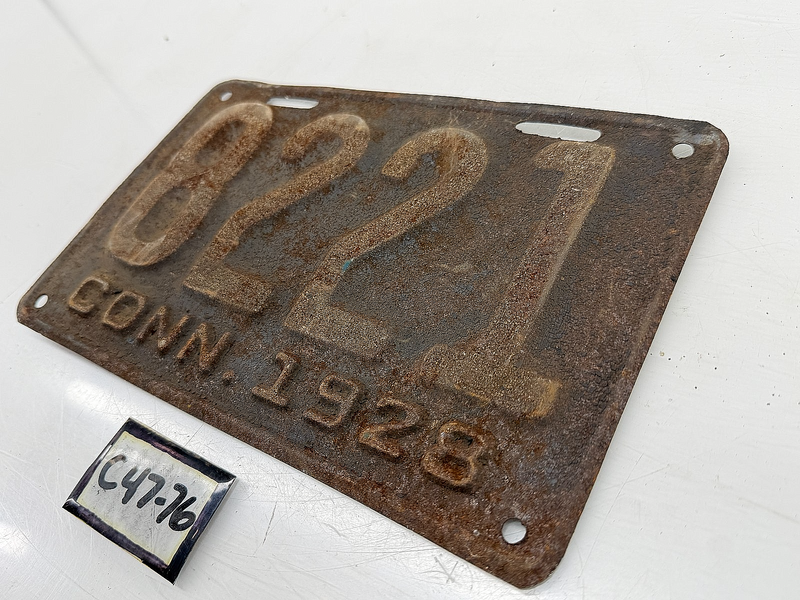Original Paint 1928 8221 Connecticut License Plate Sign C47-76