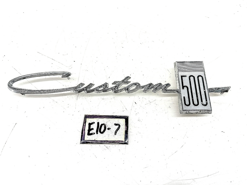 OEM 1964 FORD CUSTOM 500 FENDER SCRIPT EMBLEM C4AB-62291A36-F E10-7