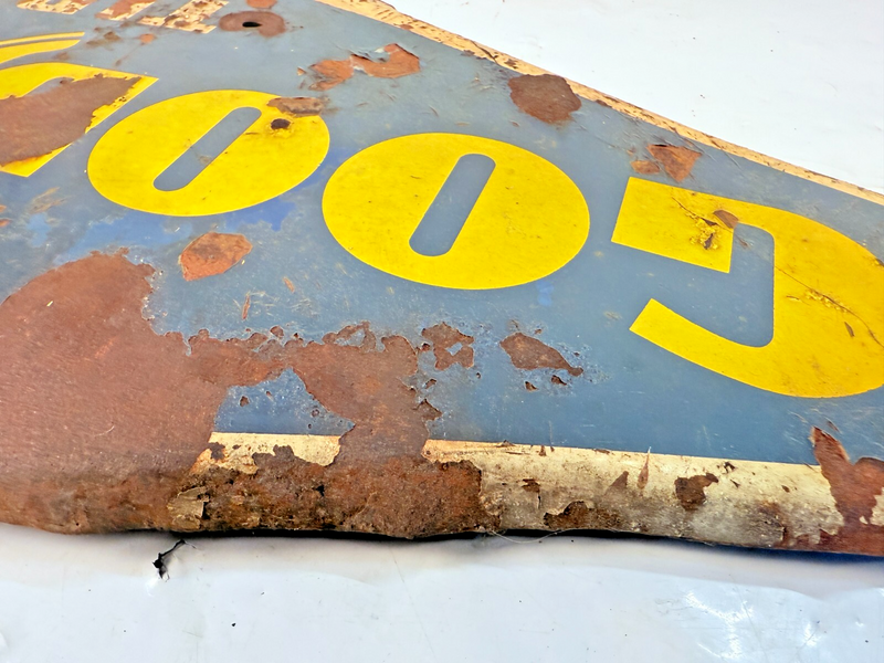 Vintage 1959 Goodyear Tires Gas Station Metal Sign 28" x 13.5" Chevy Ford Dodge