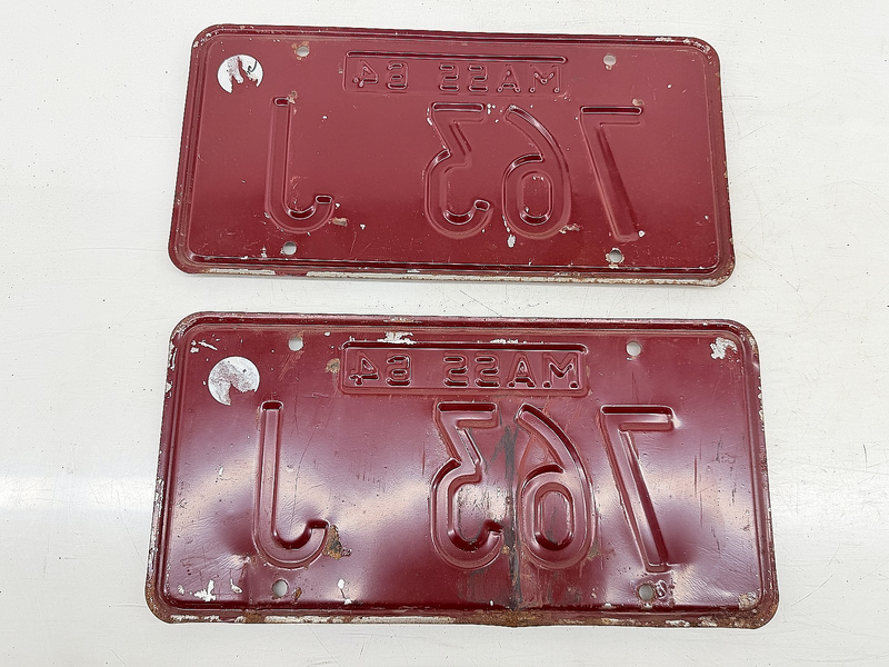 Orig. Paint PAIR 1964 763J Massachusetts License Plate Sign MA 763J C76-73