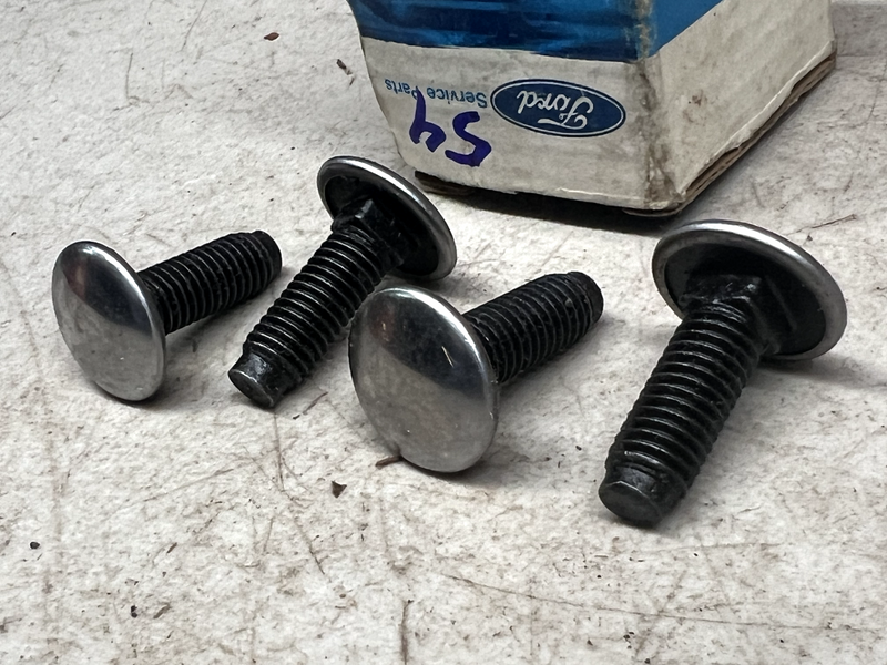 4- NOS FORD BUMPER BOLT SPUN STAINLESS HEAD CAP N800744-S101 M8X1.25X25MM B28-54