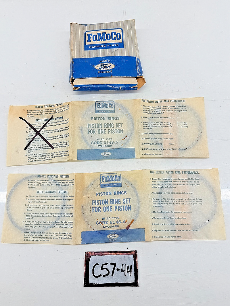 NOS 1961 - 1963 Ford 330 H/D Std HI-LO PISTON RINGS SET C57-44