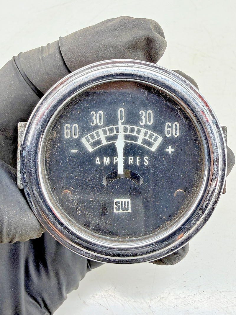 Vintage 1950s - 1960s Hot Rod Stewart Warner Ammeter 60 Amp Gauge 416883 C39-59