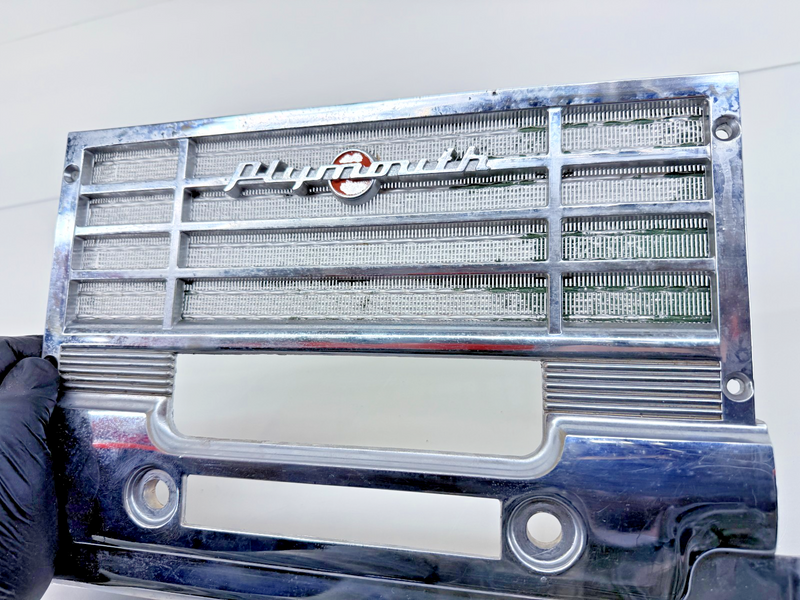 Vintage RARE OEM Mopar Plymouth CHROME RADIO BEZEL with BUTTONS & KNOBS C32-9