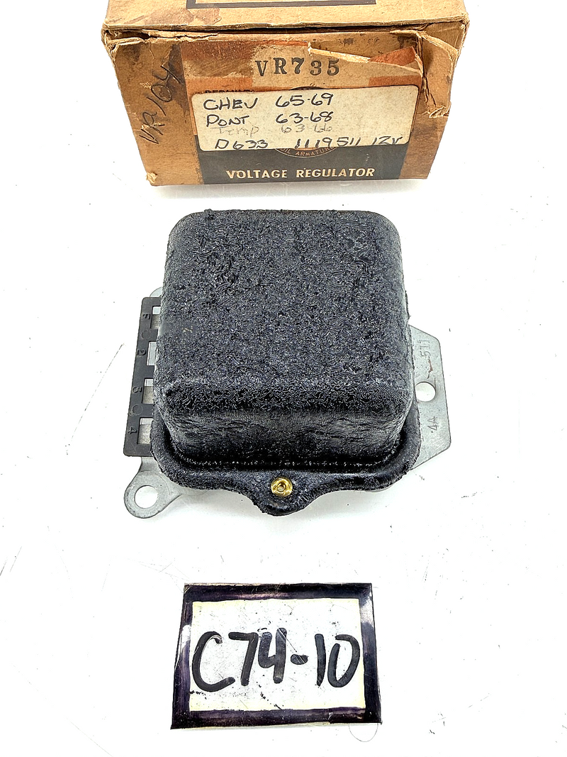 NOS 1963 - 1969 Chevrolet Pontiac Delco Voltage Regulator VR735 1119511 C74-10
