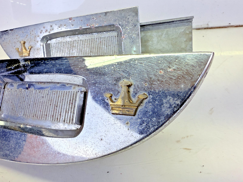 RARE Vintage 1959 Chrysler Imperial PAIR Chrome Armrest Ashtray Trim Piece C25-3