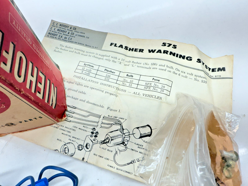 VINTAGE NOS NIEHOFF DASHBOARD ACCESSORY WARNING FLASHER CHEVY BUICK FORD B73-19