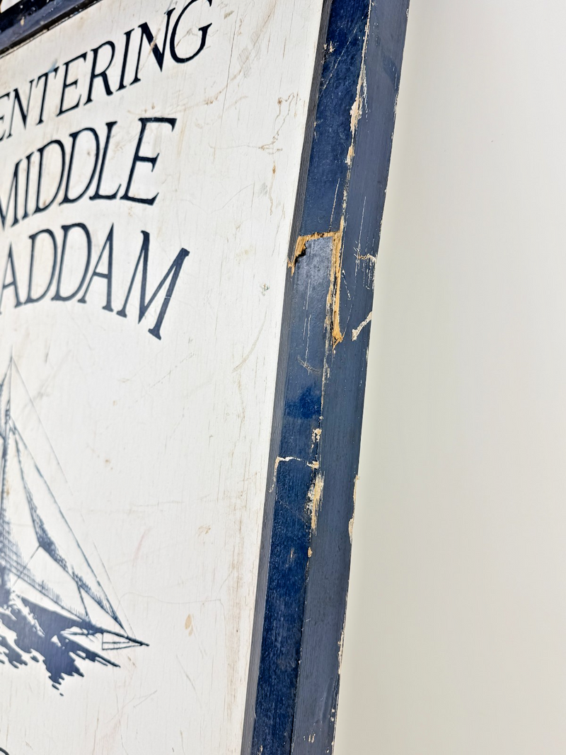Vintage 2-Sided 2'x3' Wood Sign Entering/Leaving Middle Haddam Historic District