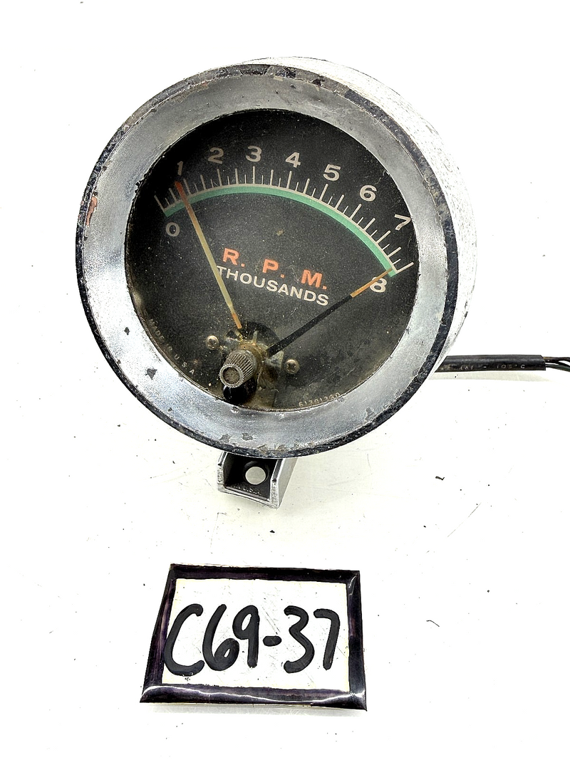 Vintage RAC Tachometer GREENLINE Tach RPM 8K Gauge GASSER HOT RAT ROD  C69-37