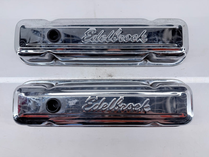 1960s - 1970s Pontiac Edelbrock Chrome Valve Covers 326 389 400 455 B43-54