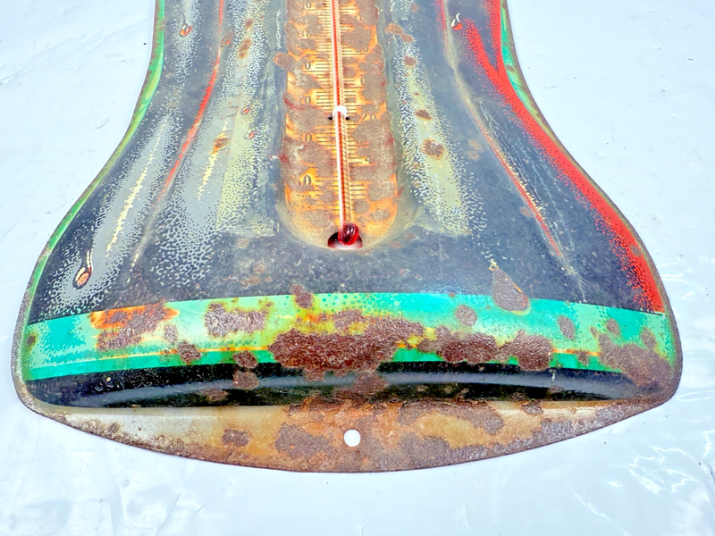 VINTAGE LARGE 29” COCA COLA EMBOSSED BOTTLE THERMOMETER SIGN 1960 - 1970’s