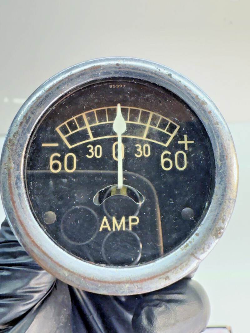 Vintage AMPERES Gauge 60-30-0-30-60 AMP Part Number 95397 B8-10