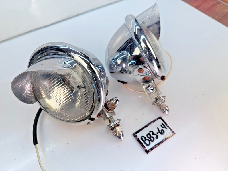 Vintage PAIR 1940s 1950s Bolt-On Spotlights GM Bomb Hot Rat Rod USA B83-64