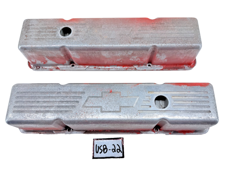 Billet Spec Valve Covers Tall Aluminum Polished Bowtie Chevy SB Pair U5B-22