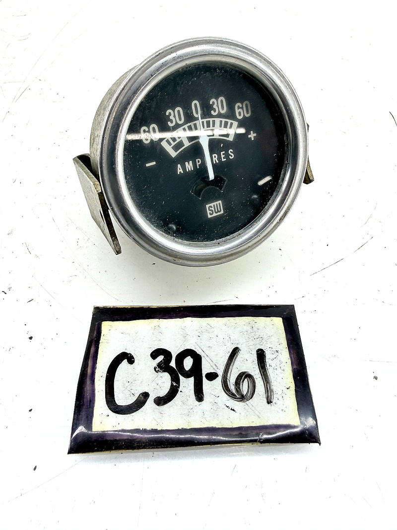 Vintage 1950s - 1960s Hot Rod Stewart Warner Ammeter 60 Amp Gauge 827477 C39-61