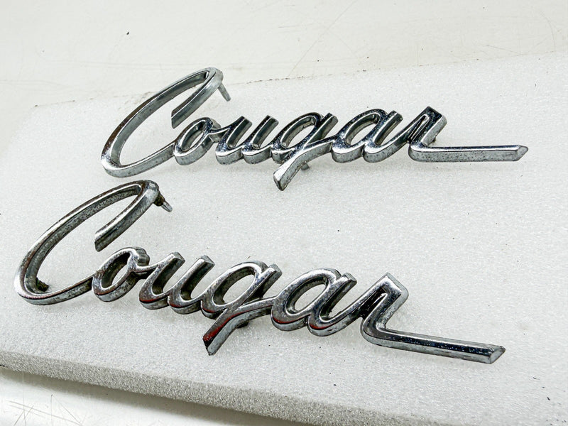 OEM 1971 1972 1973 MERCURY COUGAR SCRIPT EMBLEM PAIR D1WB-16098-AA E10-81