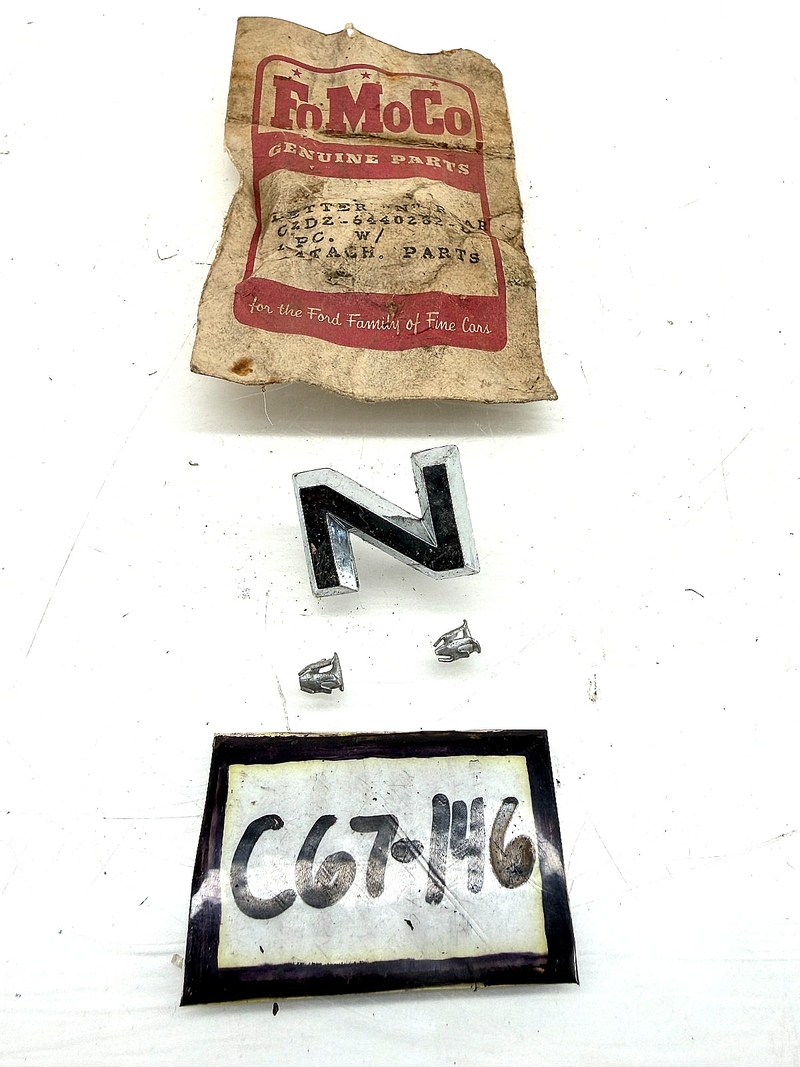 NOS 1962 1963 Ford Falcon Deck Lid Front Grill Letter "N" C2DZ-6440282-D C67-146