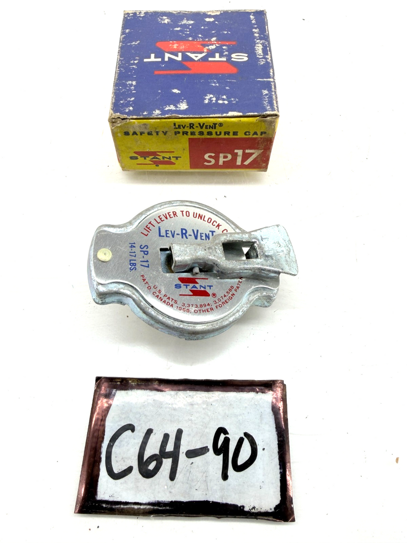 NOS VINTAGE STANT LEV-R-VENT SAFETY PRESSURE RADIATOR CAP SP17 C64-90