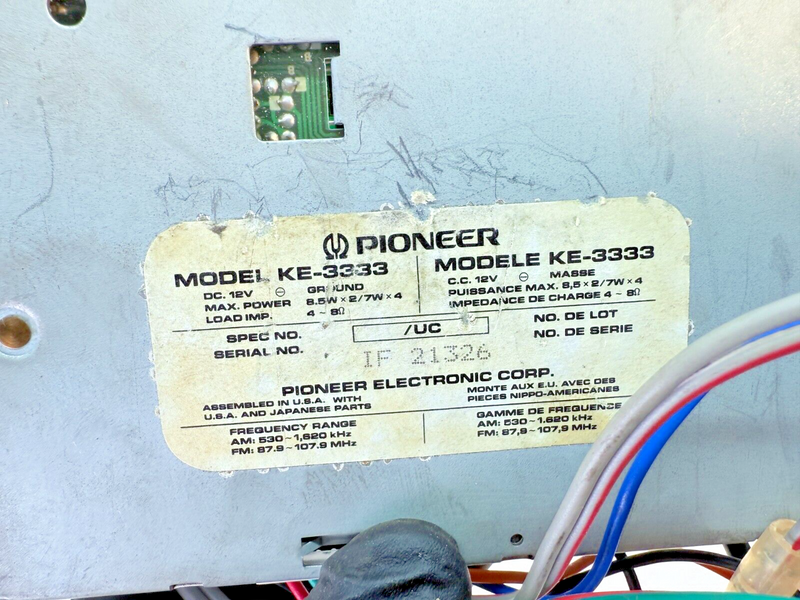 Excellent!!! PIONEER KE-3333 /2323 AM/FM Stereo Cassette Car Stereo System B58-4