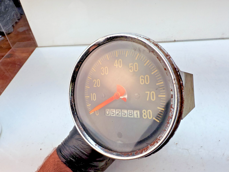 VINTAGE Stewart Warner 80 MPH 3 5/8 Speedometer Flathead SCTA TROG 818050 B45-22